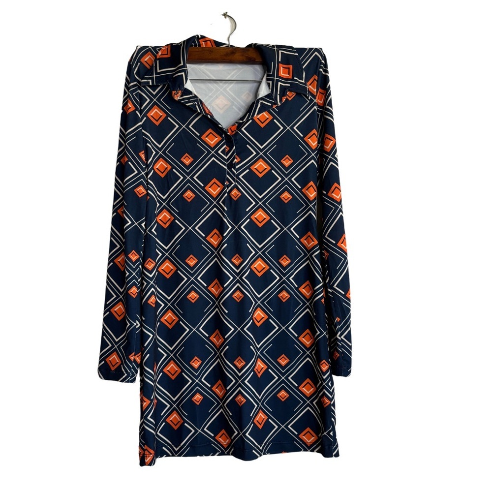 Zara mini long sleeve dress in color blue and orange size S